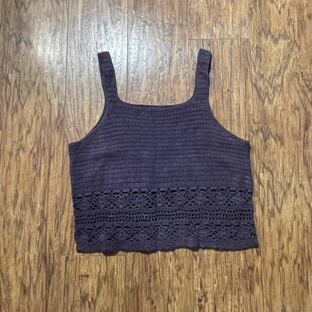 Most Adorable Women's Purple/ brownish authentic 70s handmade Crochet crop top